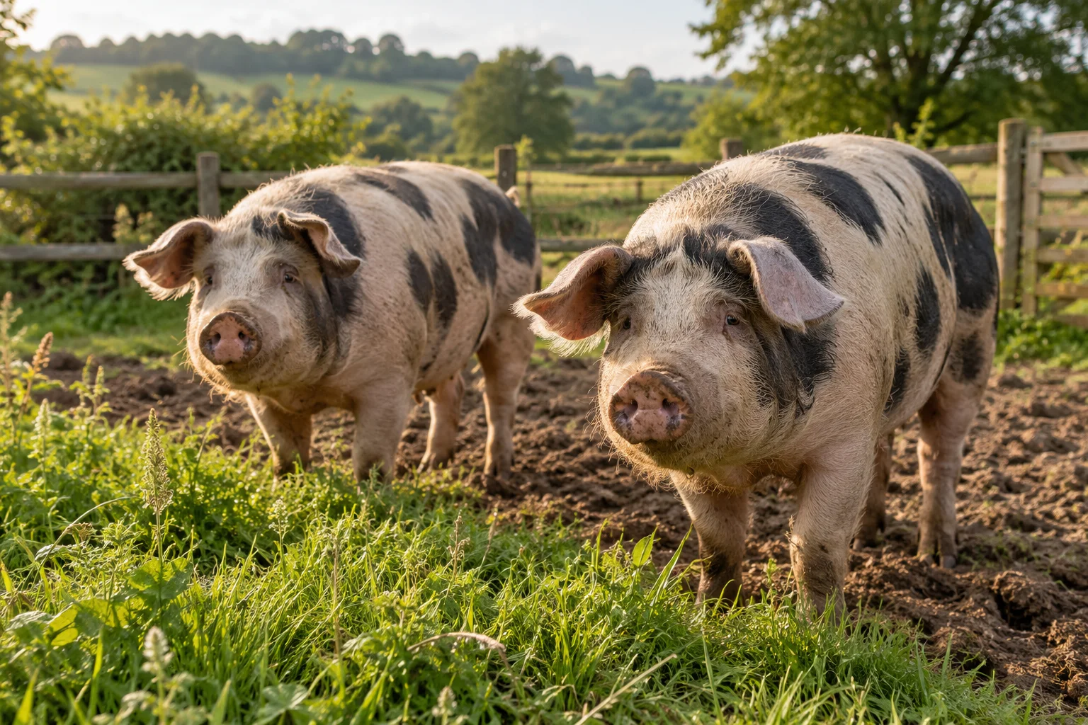 Illustrative pigs in a smallholding setting